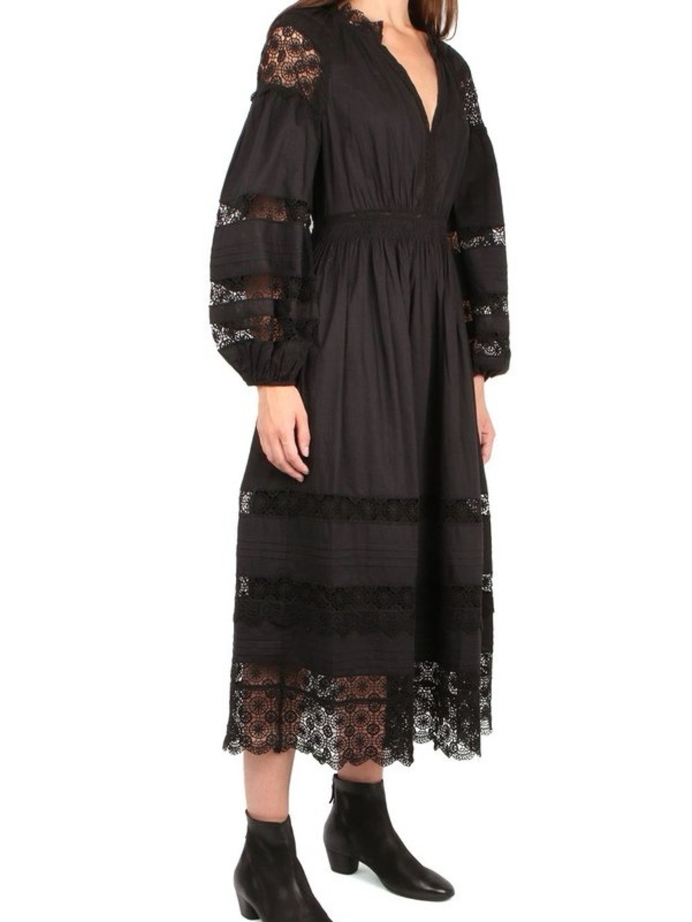 Ulla Johnson Black Lace-Insert Maxi Dress
